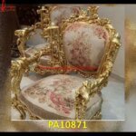 Luxury Gold Metal Carved Chair with Floral Pattern