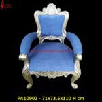 Silver Metal Carved Armchair