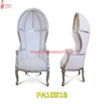 Silver Dome Chair with White Leather