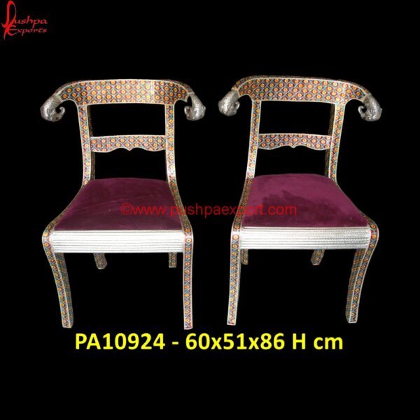 Meenakari Elephant Head Chair PA10924 White Metal Armchair, White Metal Bar Chairs, White Metal Chairs Set Of 2, White Metal Chairs Set Of 4, White Metal Chowki, White Metal Dining Room Chairs, White Metal Embossed Furniture.jpg