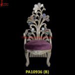 Traditional Floral Pattern Chair With Inlay Of Semi Precious Stones