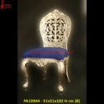 Silver Metal Dining Chair with Floral Jali Pattern