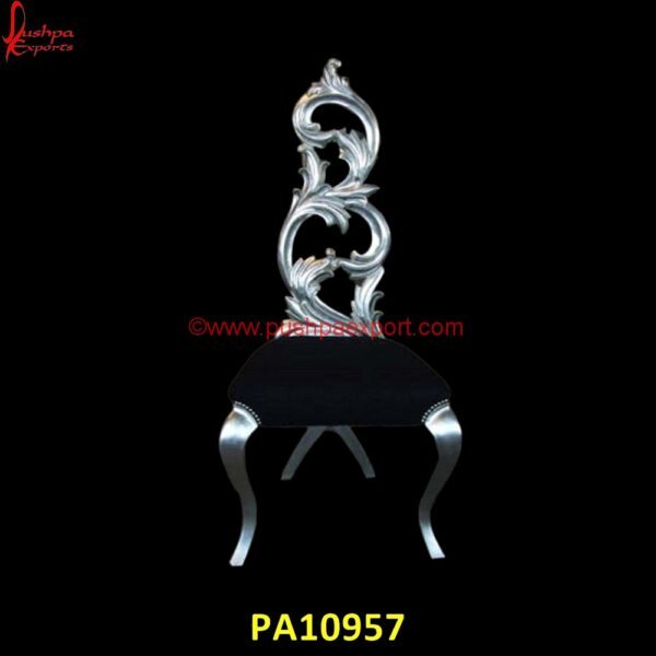 White Metal Leaf Carving Chair PA10957 Antique Hand Carved Wood Chairs, Carved Chairs, Carved Dining Chairs, Carved Wood Chair, Carved Wood Dining Chairs, Dining Chairs Silver Legs, Dining Chairs With Silver Legs, Hand Carved.jpg