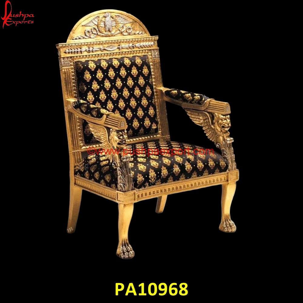 Luxurious Gold Throne Chair with Lion Arms PA10968 Carved Dining Chairs, Carved Wood Chair, Carved Wood Dining Chairs, Dining Chairs Silver Legs, Dining Chairs With Silver Legs, Hand Carved Chair, Hand Carved WoodChairs, Silver Accent Chair.jpg
