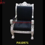 Carved Silver Lion Head Arms Chair