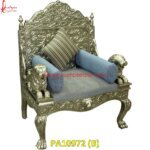 Silver Lion Arms Throne Chair