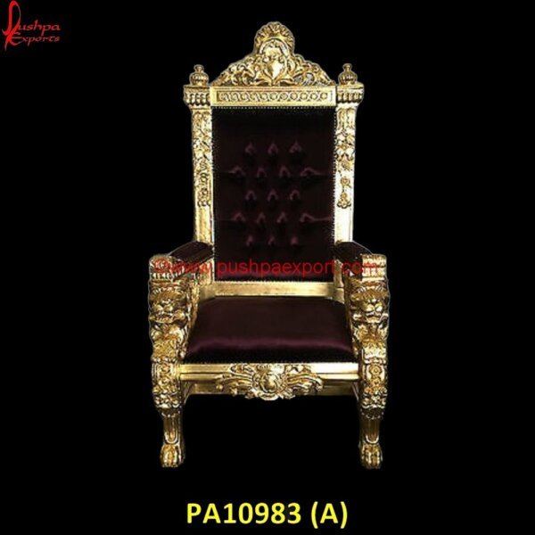 Gold Metal Lion King Chair PA10983 (A) Silver Chairs, The Silver Chair, White Metal Chairs, Antique Carved Chair, Antique Carved Wood Chair, Antique Chair With Carved Face, Antique Chair With Lion Head Arms, Antique Hand Carved.jpg