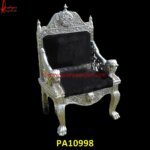 White Metal Lion Head Arms Chair