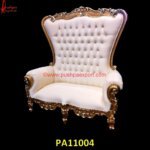 Two Seater High Back Brass Chair with Tufted Design