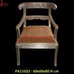 Carved Gundi Chair with Silver Metal