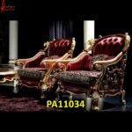 Maroon & Gold Luxury Sofa Chair for Living Room