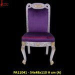 Gold and Silver Carved Floral Design Chair with Purple Velvet