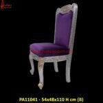 Gold and Silver Carved Floral Design Chair with Purple Velvet