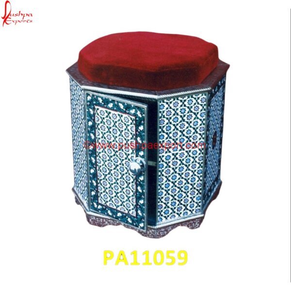 White Metal Designer Stool with Cushion PA11059 Silver Ottoman Stool, Silver Plated Pooja Chowki, Silver Plated Stools, Silver Pooja Chowki, Silver Pooja Stool, Silver Stool Chair, Silver Stool For Pooja, White Marble Chowki, White.jpg