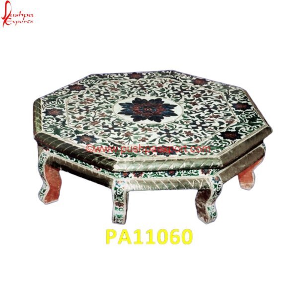 Handcrafted White Metal Meenakari Bajot PA11060 Silver Plated Pooja Chowki, Silver Plated Stools, Silver Pooja Chowki, Silver Pooja Stool, Silver Stool Chair, Silver Stool For Pooja, White Marble Chowki, White Metal Chowki, White.jpg