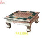 Carved Silver Coated Pooja Stool