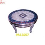 Meenakari Round White Metal Stool