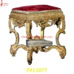 Royal Carved Brass Metal Vanity Stool