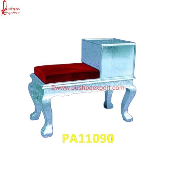 Silver Stool Chair PA11090 Silver Coated Chowki, Silver Coated Pooja Stool, Silver Coating Stool, Silver Decorative Stool, Silver Dressing Stool, Silver Metal Stool, Silver Ottoman Stool, Silver Plated Pooja Chowki.jpg