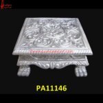 Floral White Metal Stool For Pooja