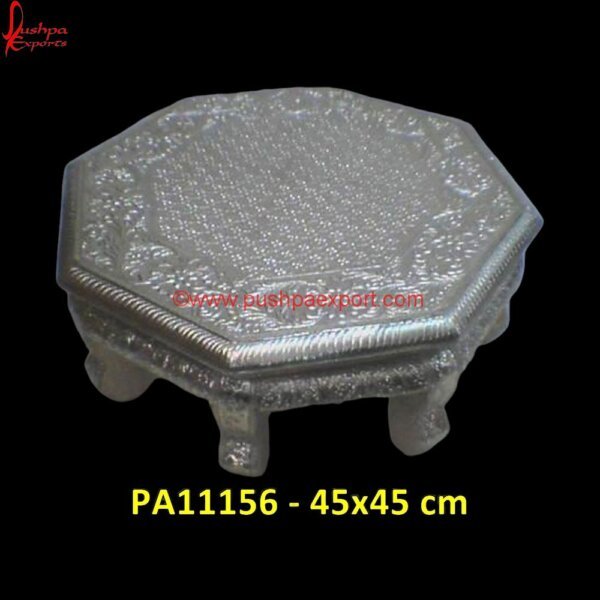 White Metal Handcraft Bajot PA11156 German Silver Stool, Pooja Chowki Silver, Pure Silver Chowki, Silver Accent Stool, Silver Bedroom Stool, Silver Chaurang, Silver Chowki, Silver Coated Chowki, Silver Coated Pooja Stool.jpg