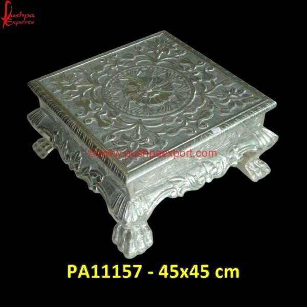 Pooja Chowki Silver PA11157 Pooja Chowki Silver, Pure Silver Chowki, Silver Accent Stool, Silver Bedroom Stool, Silver Chaurang, Silver Chowki, Silver Coated Chowki, Silver Coated Pooja Stool, Silver Coating Stool.jpg