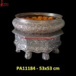 Silver Chowki with Decorative Flower