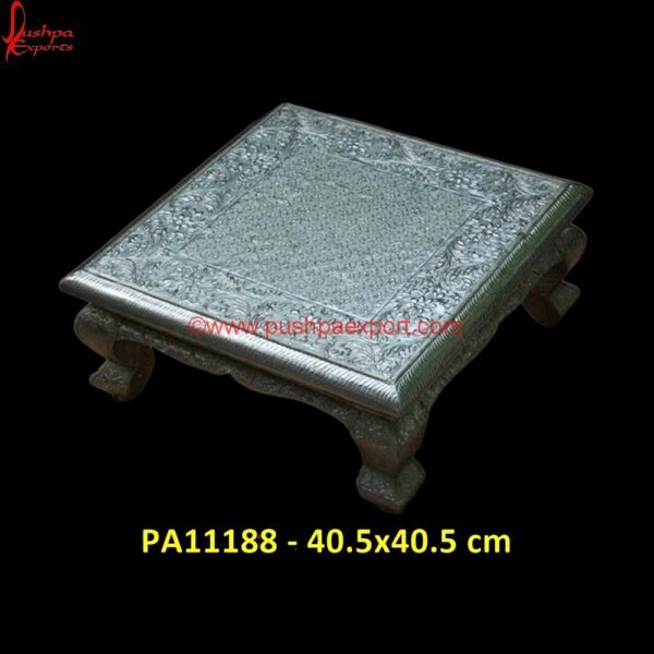 Traditional Carved Silver Pooja Stool PA11188 Silver Decorative Stool, Silver Dressing Stool, Silver Metal Stool, Silver Ottoman Stool, Silver Plated Pooja Chowki, Silver Plated Stools, Silver Pooja Chowki, Silver Pooja Stool, Silver.jpg