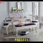 White Metal Dining Room Chair Table