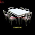 Carving Design White Metal Patio Dining Table