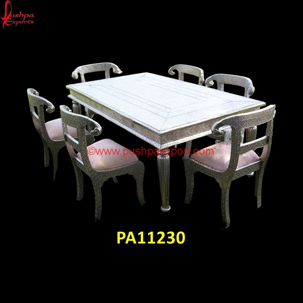 Carving Design White Metal Patio Dining Table PA11230 Round Silver Dining Table Set, Silver Dining Room Furniture, Silver Dining Table Chairs, Silver Leaf Dining Table, Silver Round Dining Room Set, White Distressed Metal Chairs, Whit.jpg
