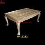 Silver Coated Carving Design Dining Table