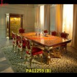 Royal Golden Brass Coated Hand Carved Dining Table