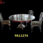Modern Round Silver Dining Table Set