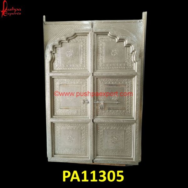 White Metal Main Door PA11305 main door carving, meenakari design, meenakari work, modern wooden carving door designs, radha krishna wood carving door, rustic carved doors, silver door furniture, silver jali door.jpg