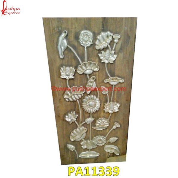 Carved Wood Panel PA11339 White Metal Amer Fort Wall Art,Brass Chittor Fort Wall Art,Silver And Brass Wall Panel,White Metal Carved Floral Wall Panel,Carved Wood Panel,White Metal Embossed Wall Panel,Large.jpg