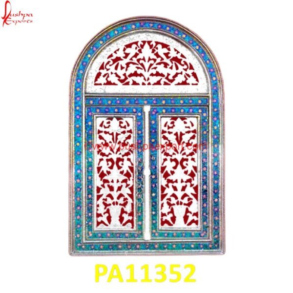 Meenakari Jali Window PA11352 carved barn door, carved cabinet doors, carved doors, carved front door, carved wood front door, silver door, silver door handles, wood carving door, antique carved doors, antique.jpg