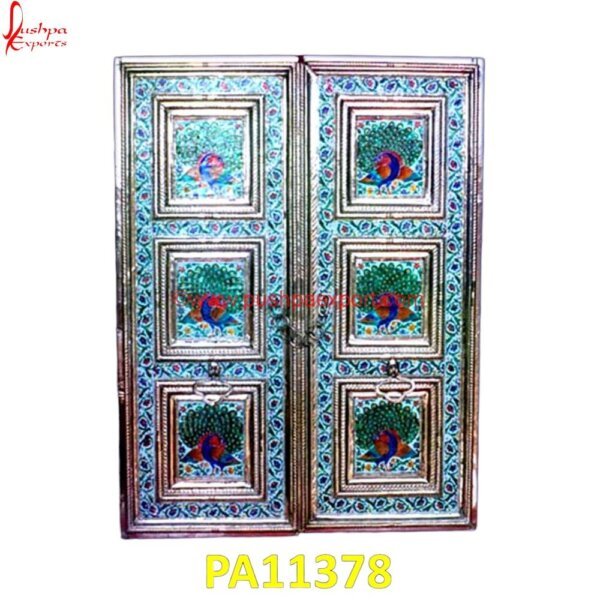 Peacock Meenakari Art Window PA11378 meenakari design, meenakari work, modern wooden carving door designs, radha krishna wood carving door, rustic carved doors, silver door furniture, silver jali door, simple door wood.jpg