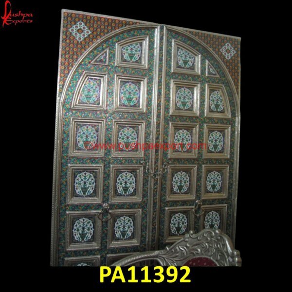 Meenakari Work Door PA11392 wood carving temple door, meenakari doors, white metal sliding doors, silver door knobs, carved barn door, carved cabinet doors, carved door panels, carved mahogany doors, carved.jpg