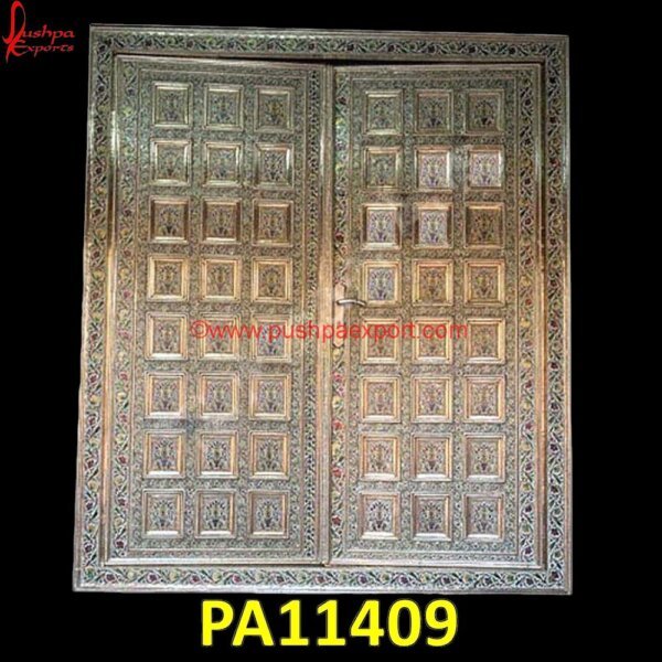 Hand Carved Front Door PA11409 kashmir wood carving doors, main door carving, meenakari design, meenakari work, modern wooden carving door designs, radha krishna wood carving door, rustic carved doors, silver door.jpg