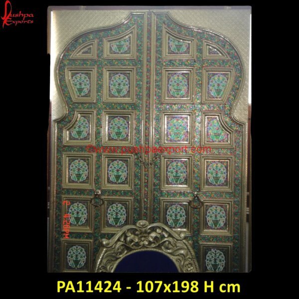 Handmade Meenakari Door PA11424 rustic carved doors, silver door knobs, carved barn door, carved cabinet doors, carved doors, carved front door, carved wood front door, silver door, silver door handles, wood carved.jpg