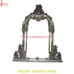 White Metal Mirror Frame with Floral Pattern