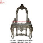 White Metal Mirror Frame with Floral Pattern