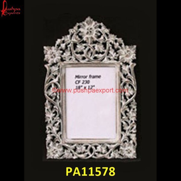 Floral Jali Work Silver Frame PA11578 White Console Table Decor Ideas, White Dressing Table India, White Metal Dressing Table, White Metal Frames, White Metal Furniture Udaipur, White Metal Photo Frame, Antique White Metal.jpg
