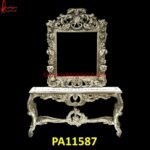 Victorian Floral Carved White Metal Dressing Table