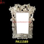 Antique Carved White Metal Picture Frame