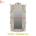 Vertical Silver Vanity Mirror with Floral Jali Work