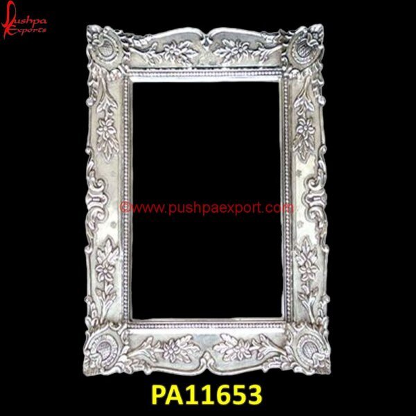 Floral Carved Handmade Wall Mirror PA11653 Silver Ornate Frame, Silver Picture Frames For Wall, Silver Plated Picture Frame, Silver Poster Frame, Silver Vanity Mirror, Silver Vanity Table, Silver Vanity Tray, Silver Wall Frames.jpg