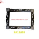 Floral Carved Silver Coated Wooden Picture Frame