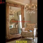 Royal Brass Vanity Mirror with Floral Carving